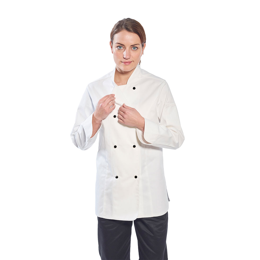 Portwest Ladies Cooks Chefs Jacket Long Sleeve Kitchen Catering Apron Coat C837 