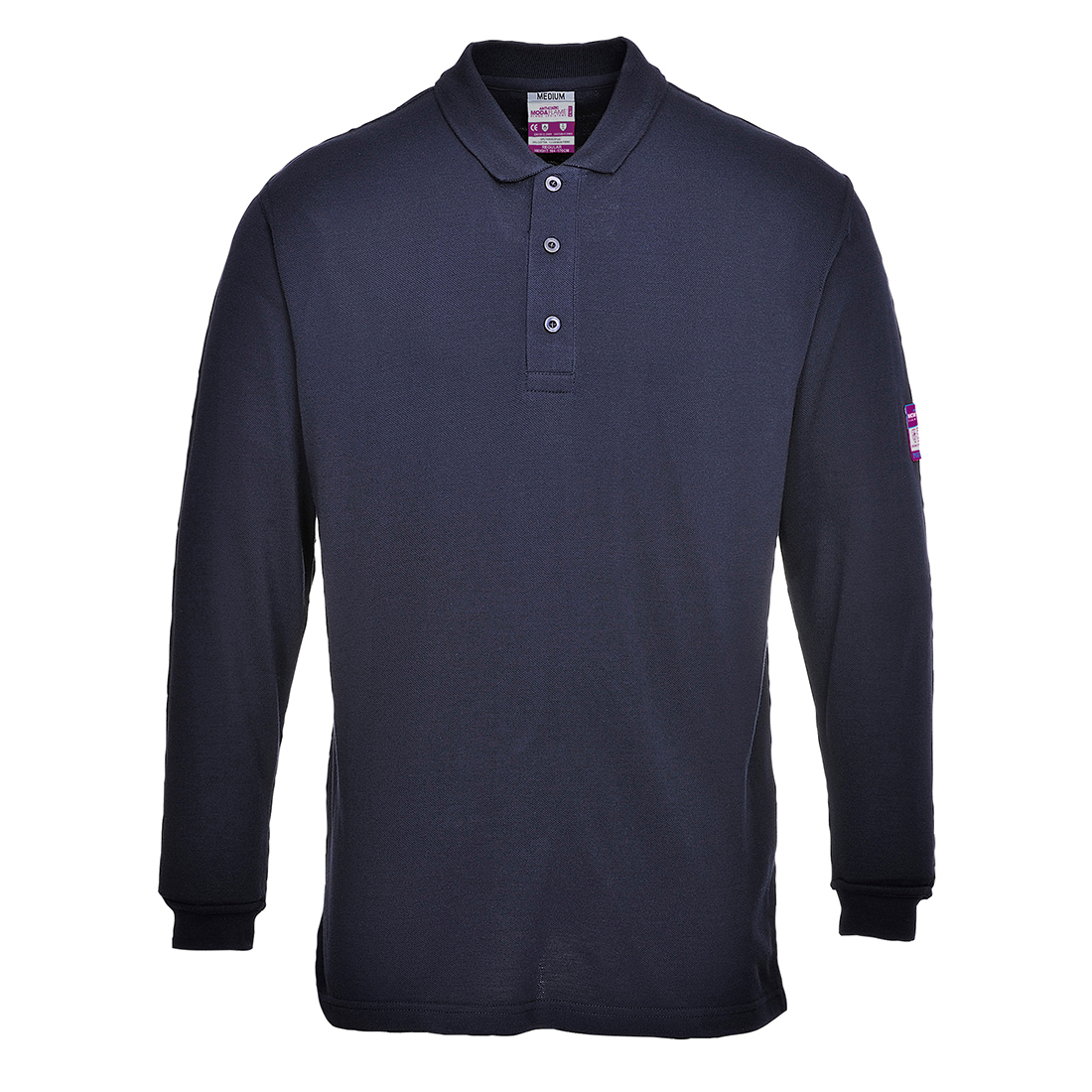 Portwest FR10 Flame Resistant Anti Static Long Sleeve Polo Shirt - Image 3