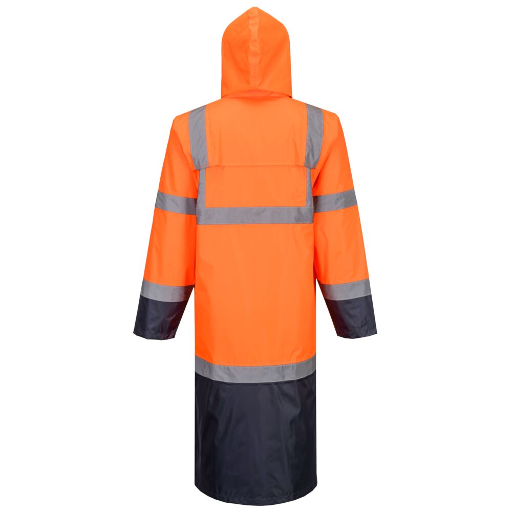 Portwest H446 Hi Vis Contrast Raincoat 122cm - Image 2